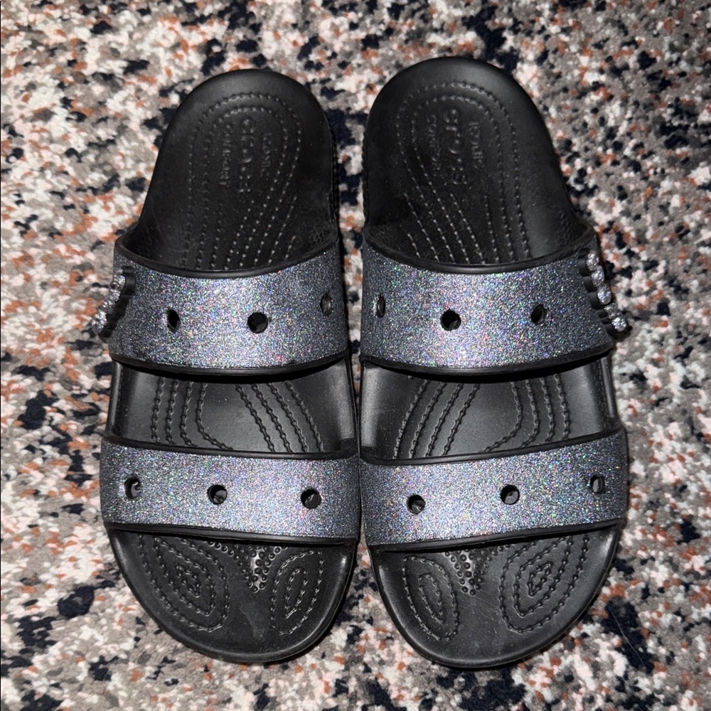 CROCS Glittery Black Sandals